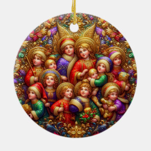 CHRISTMAS ~ Adoring Children 19th Century ~  Ceramic Tree Decoration