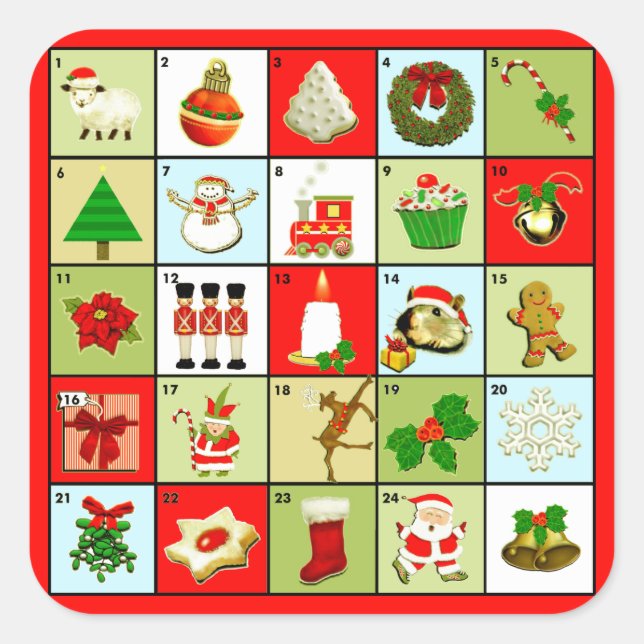 Christmas Advent Calendar Square Sticker (Front)