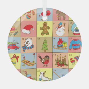 Christmas Advent: Doodle Element Collection Glass Tree Decoration