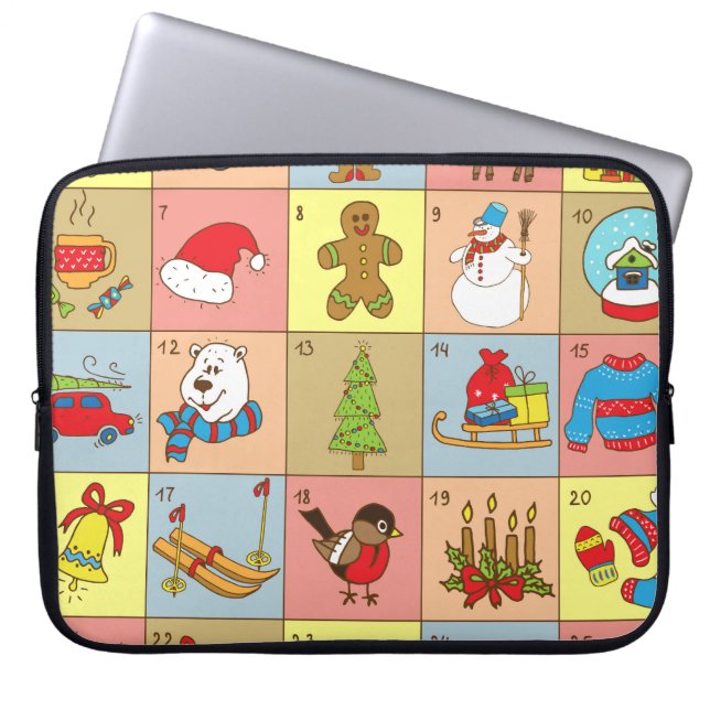 Christmas Advent: Doodle Element Collection Laptop Sleeve (Front)