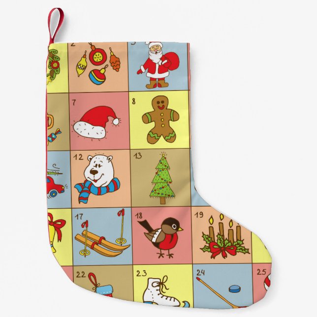 Christmas Advent: Doodle Element Collection Small Christmas Stocking (Front)