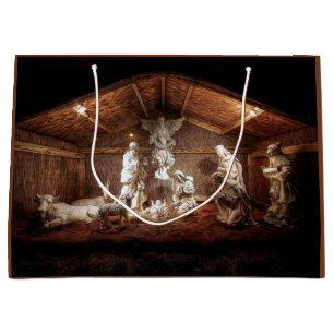 Christmas Advent Jesus Nativity Manger Scene Large Gift Bag