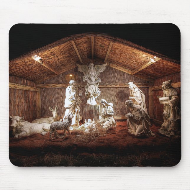 Christmas Advent Jesus Nativity Manger Scene Mouse Pad (Front)