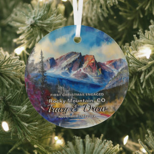 Christmas Adventure Rocky Mountain Colorado Engage Glass Tree Decoration
