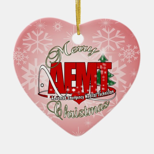 CHRISTMAS AEMT Advanced Emergency Medical Tech Ceramic Tree Decoration (Front)