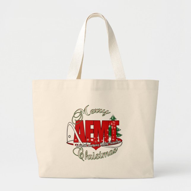 CHRISTMAS AEMT Advanced Emergency Medical Tech Large Tote Bag (Front)