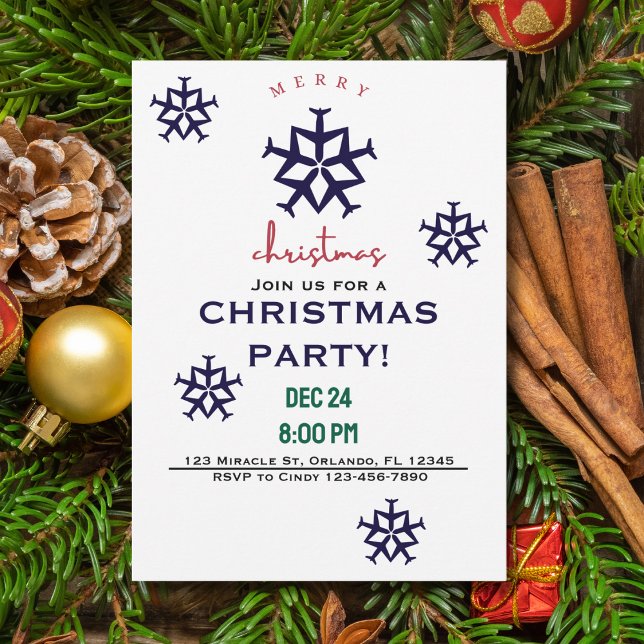 Christmas Aeroplane Snowflake Minimalist Aviation Invitation (Creator Uploaded)