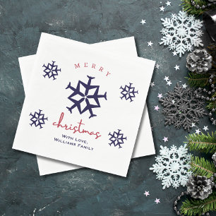 Christmas Aeroplane Snowflake Minimalist Aviation Napkin
