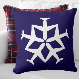 Christmas Aeroplane Snowflake Modern Cute Aviation Cushion