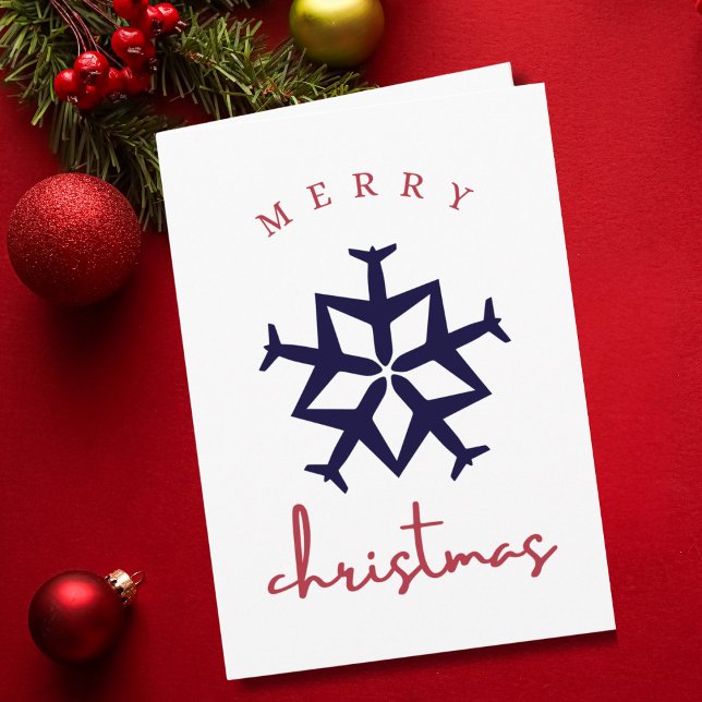 Christmas Aeroplane Snowflake Photo Funny Aviation Card (Creator Uploaded)