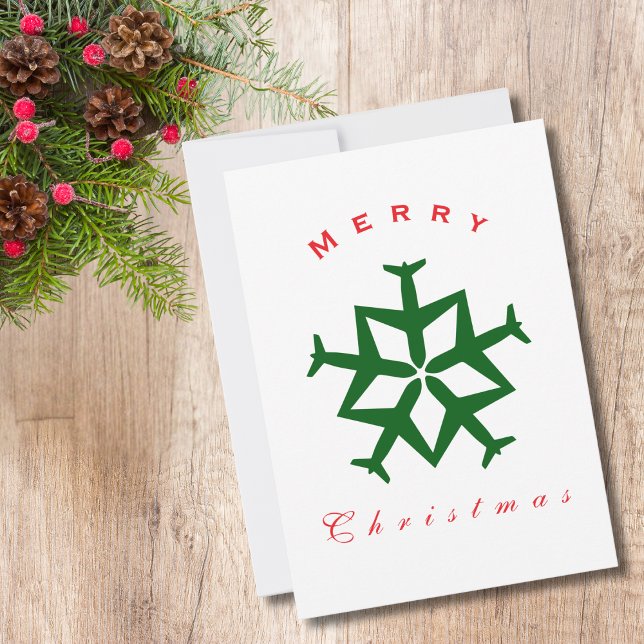 Christmas Aeroplane Snowflake Photo Funny Aviation Holiday Card (Creator Uploaded)