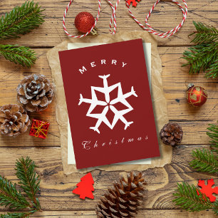 Christmas Aeroplane Snowflake Photo Funny Aviation Holiday Card