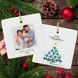 Christmas Aeroplane Tree & Photo Simple Aviation Ceramic Ornament