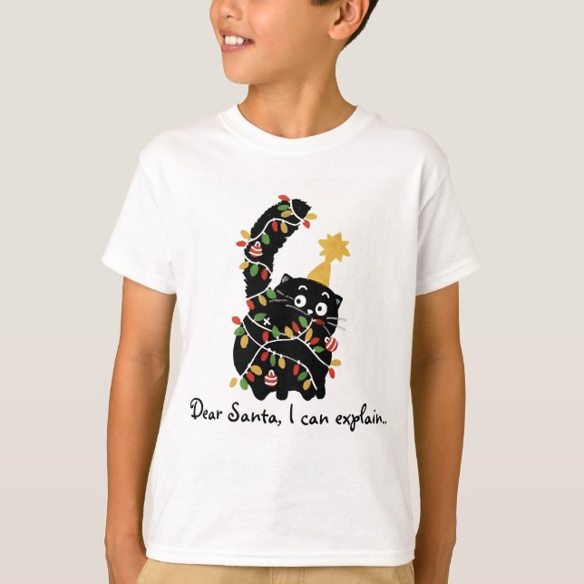 Christmas Aesthetic Santa Cat Cute Funny T-Shirt (Front)