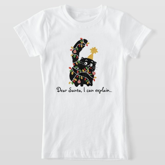 Christmas Aesthetic Santa Cat Cute Funny T-Shirt (Laydown)