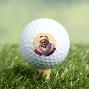 Christmas African-American Jolly Santa Claus Golf Balls