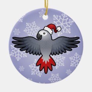 Christmas African Grey (medium bird) Ceramic Tree Decoration