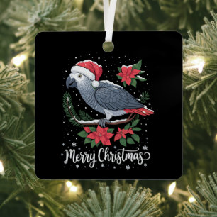 Christmas African Grey Parrot Metal Tree Decoration