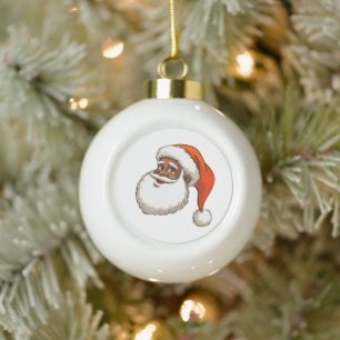 Christmas African Santa American Festive Holiday Ceramic Ball Christmas Ornament