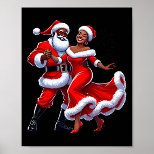 Christmas African Santa Mrs Claus Dancing African Poster