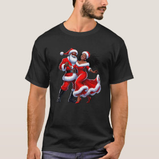 Christmas African Santa Mrs Claus Dancing African  T-Shirt
