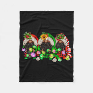 Christmas Afro African American Black Gnomes Xmas  Fleece Blanket