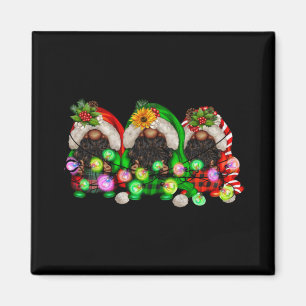 Christmas Afro African American Black Gnomes Xmas  Magnet