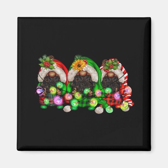 Christmas Afro African American Black Gnomes Xmas  Magnet (Front)