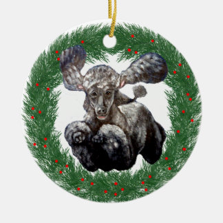 Christmas Agility Poodle Design Ceramic Tree Decoration