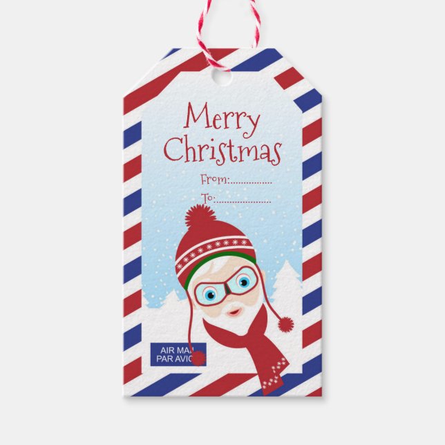 Christmas Air Mail with Santa Gift Tag (Front)