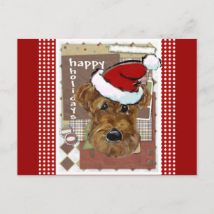 CHRISTMAS AIREDALE HOLIDAY POSTCARD
