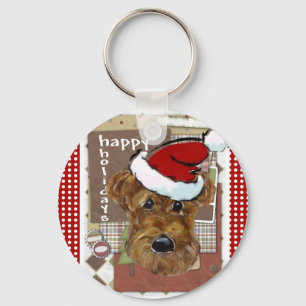 CHRISTMAS AIREDALE KEY RING