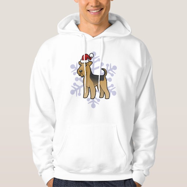 Christmas Airedale Terrier / Welsh Terrier Hoodie (Front)