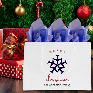 Christmas Airplane Snowflake Photo Funny Aviation  Large Gift Bag