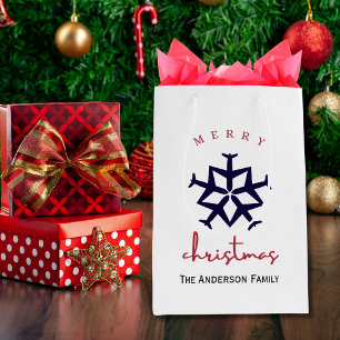 Christmas Airplane Snowflake Photo Funny Aviation  Medium Gift Bag