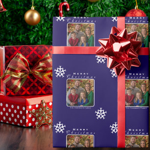 Christmas Airplane Snowflake Photo Funny Custom  Wrapping Paper