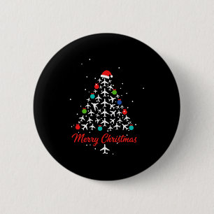 Christmas Airplane Tree Merry Christmas Lot Travel 6 Cm Round Badge