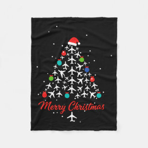 Christmas Airplane Tree Merry Christmas Lot Travel Fleece Blanket