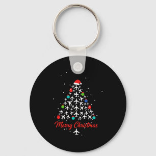 Christmas Airplane Tree Merry Christmas Lot Travel Key Ring