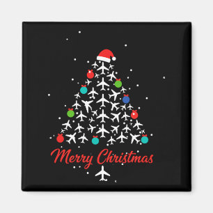 Christmas Airplane Tree Merry Christmas Lot Travel Magnet