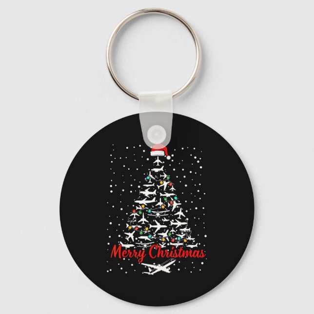 Christmas Airplanes Tree Lots Merry Christmas Men  Key Ring (Front)
