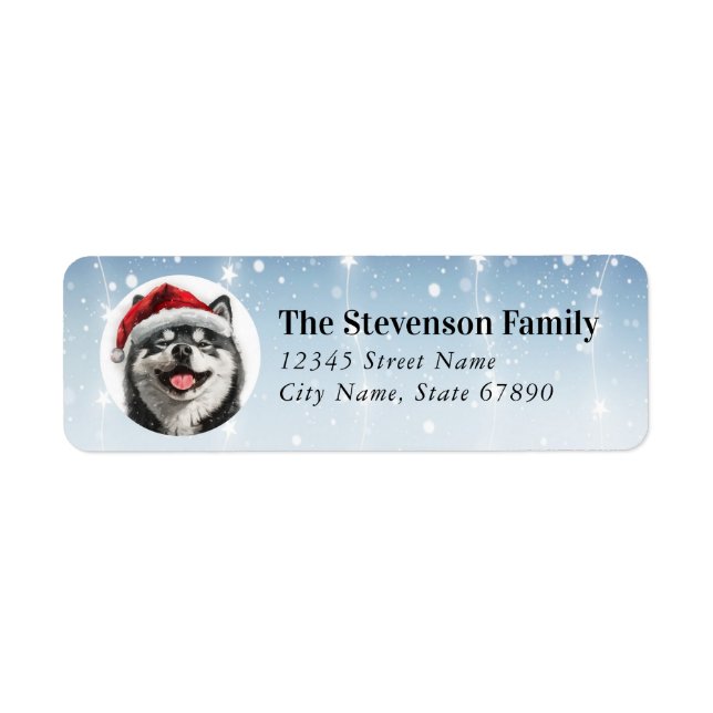 Christmas Akita Dog Return Address Labels (Front)