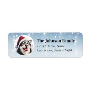 Christmas Alaskan Malamute Return Address Label