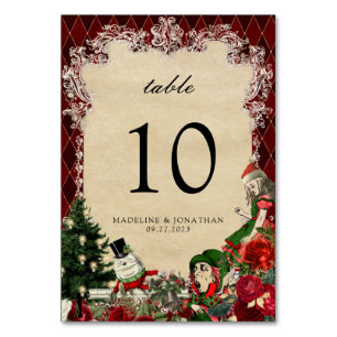 Christmas Alice in Wonderland Wedding Table Number