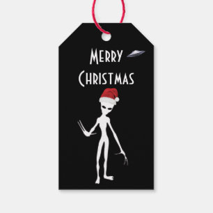 Christmas Alien White Colourful Vibrant Gift Tags