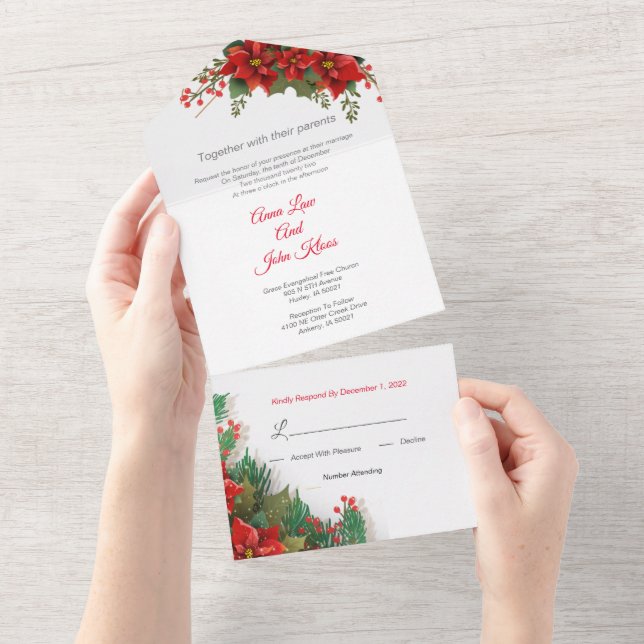Christmas All in One Wedding Invite (Tearaway)