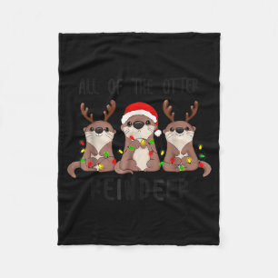 Christmas All Of The Otter Reindeer Fleece Blanket