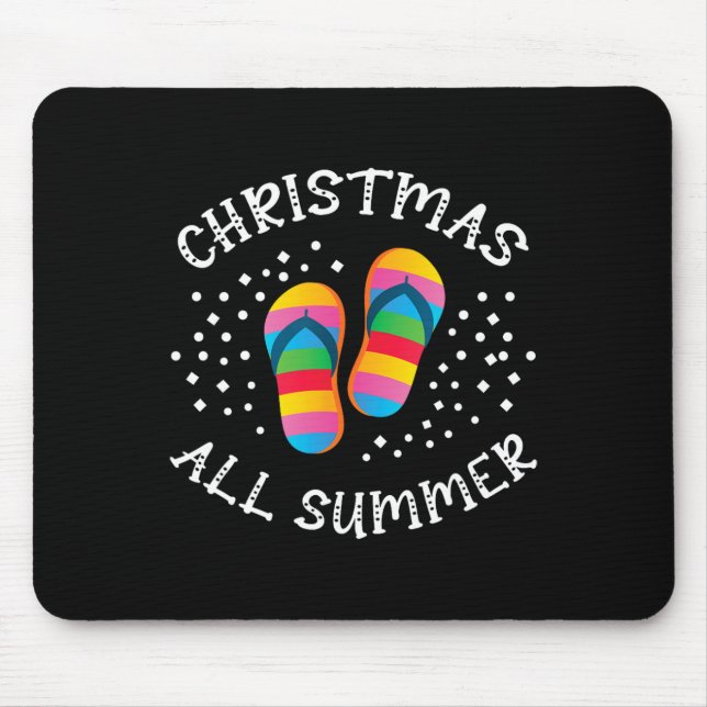 Christmas All Summer Santa Beach Flip Flops Summer Mouse Pad (Front)
