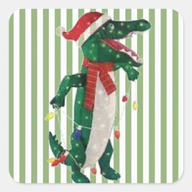 Christmas Alligator Christmas Square Sticker (Front)