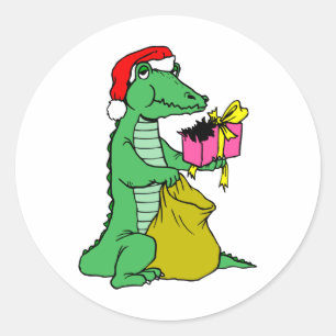 Christmas Alligator Classic Round Sticker